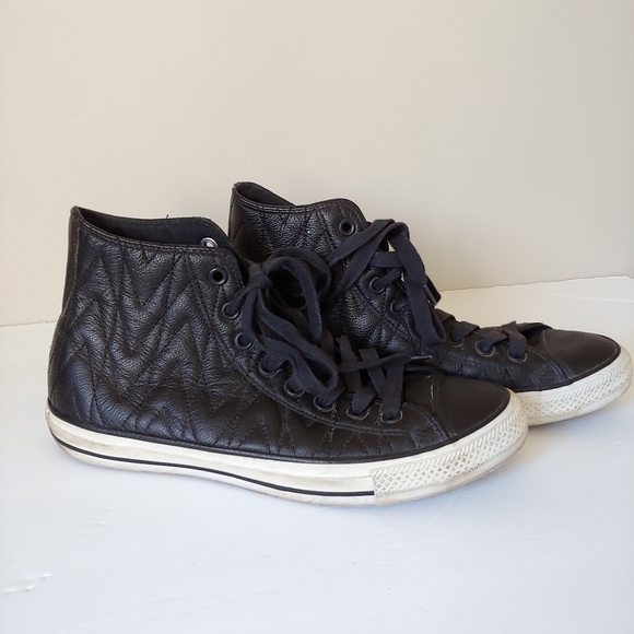Converse Chuck Taylor All Star Quilted Leather Hi Top Sneakers Black Size 9.5 - Picture 3 of 14